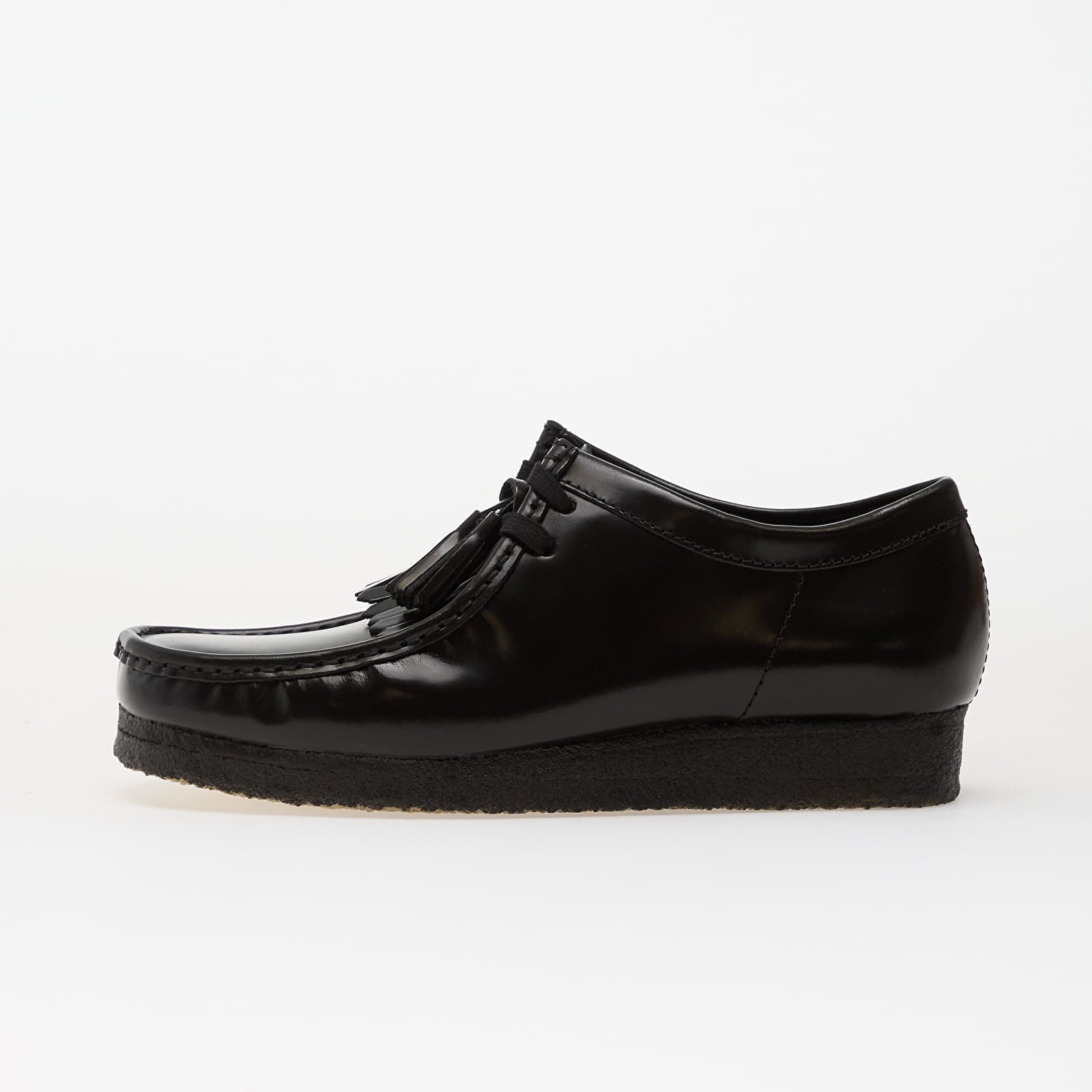 Levně Tenisky Clarks Originals Wallabee Blk HiShine Lea