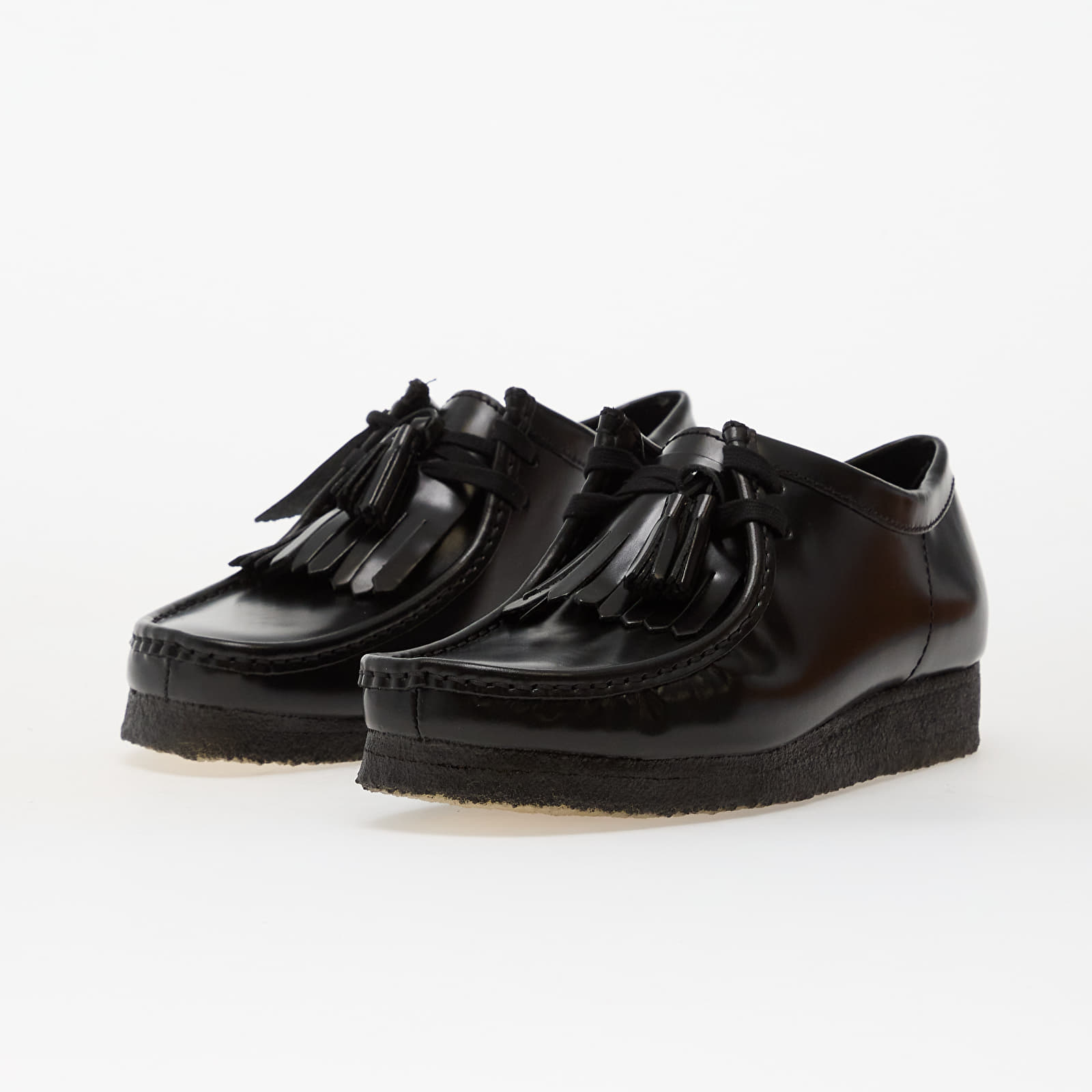 Herresko Clarks Originals Wallabee Blk HiShine Lea
