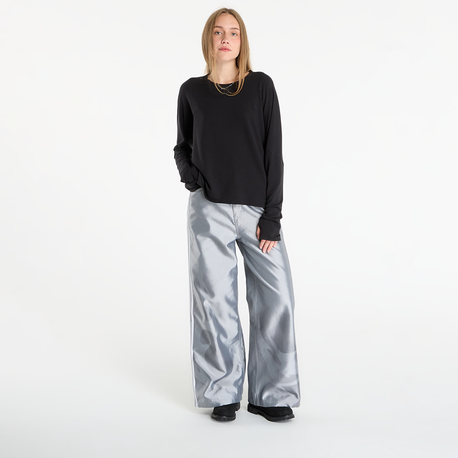 Nadrágok adidas Adilenium Season 4 Teamgeist Baggy Shine Denim Joggers Light Blue
