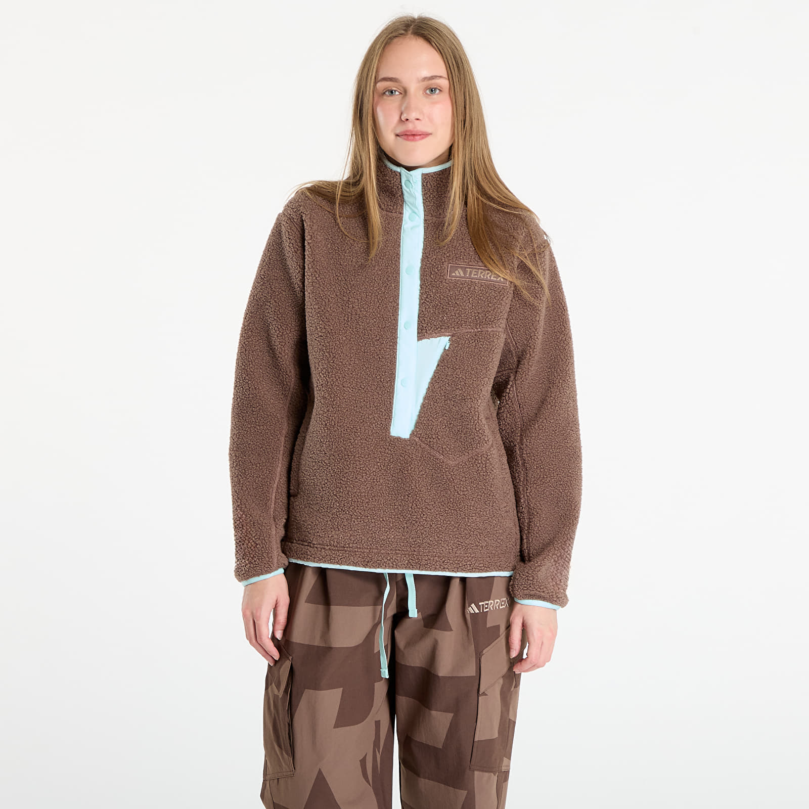Hoodies and sweatshirts adidas Terrex Xploric High Pile Fleece Pullover Sweatshirt Earth Strata/ Aurora Ivy
