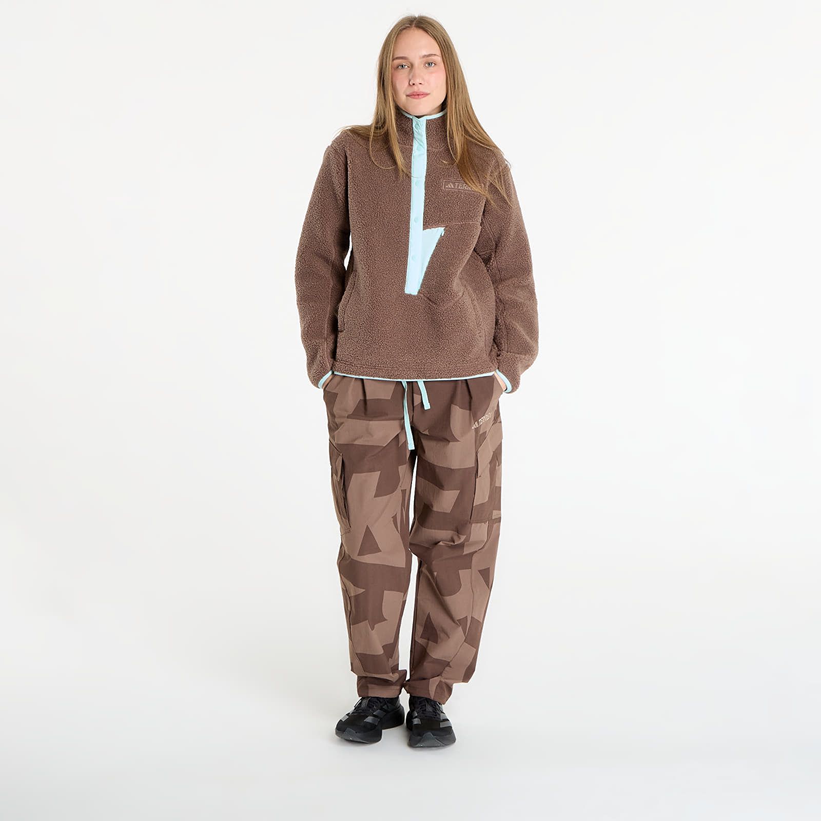 Hoodies and sweatshirts adidas Terrex Xploric High Pile Fleece Pullover Sweatshirt Earth Strata/ Aurora Ivy