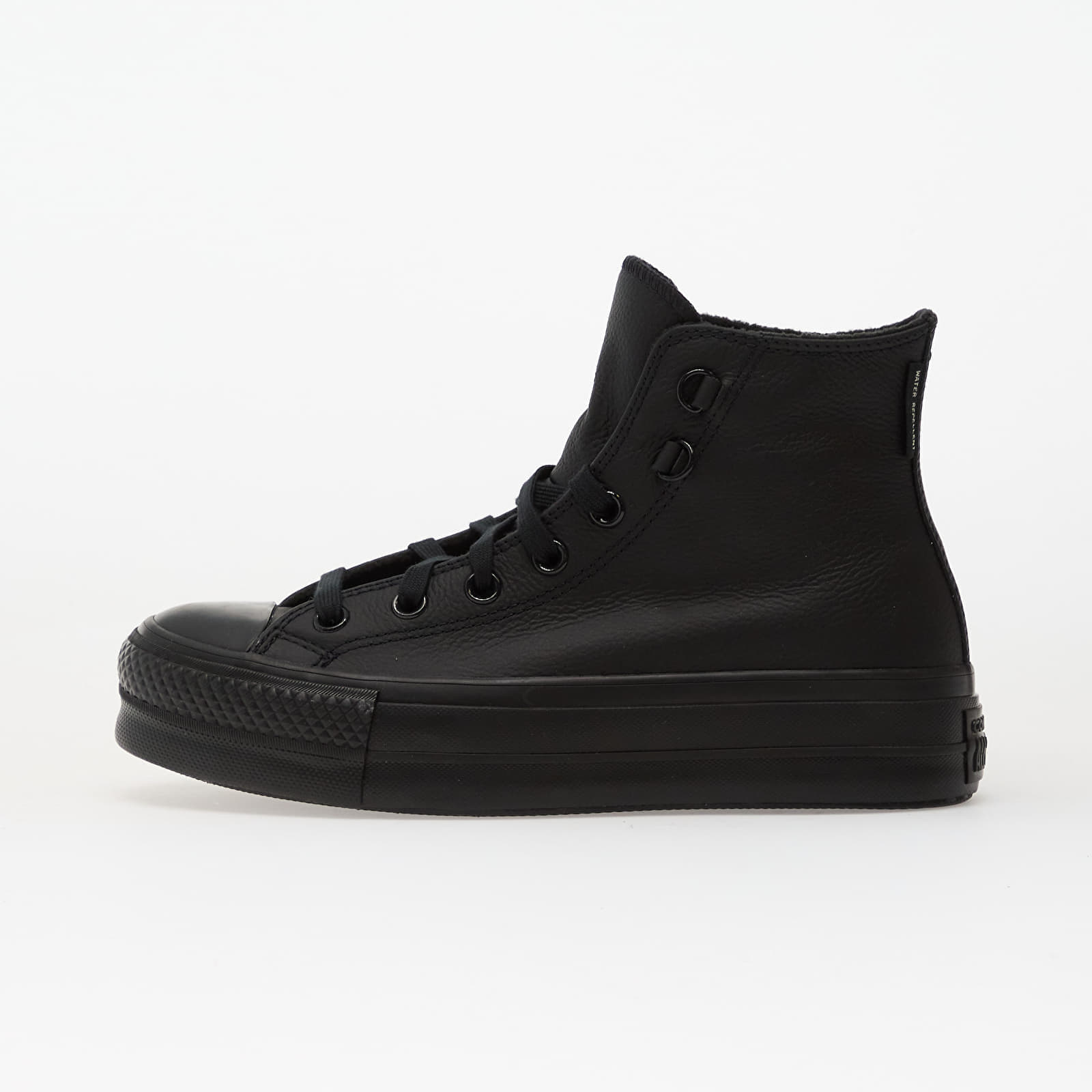 Levně Tenisky Converse Chuck Taylor All Star Lift Platform Leather Hi Black/ Black/ Black