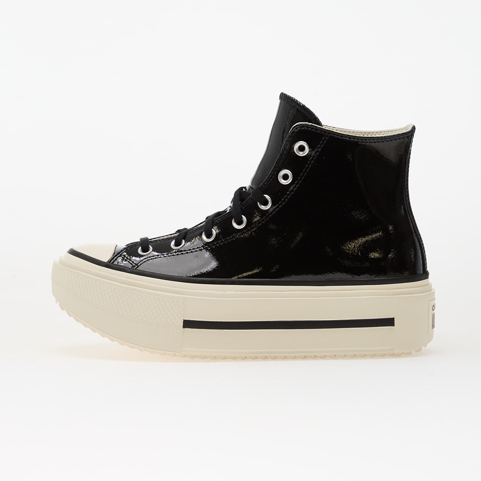 Levně Tenisky Converse Chuck Taylor All Star Lift Double Stack Platform Patent Leather Hi Black/ Egret/ Black