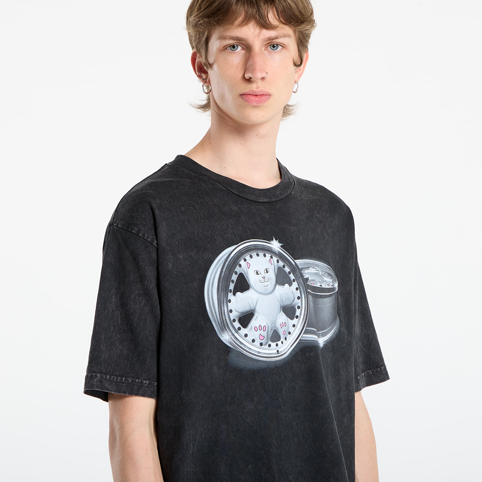 Pólók RIPNDIP Nerm Wheels Tee Black Vintage Wash