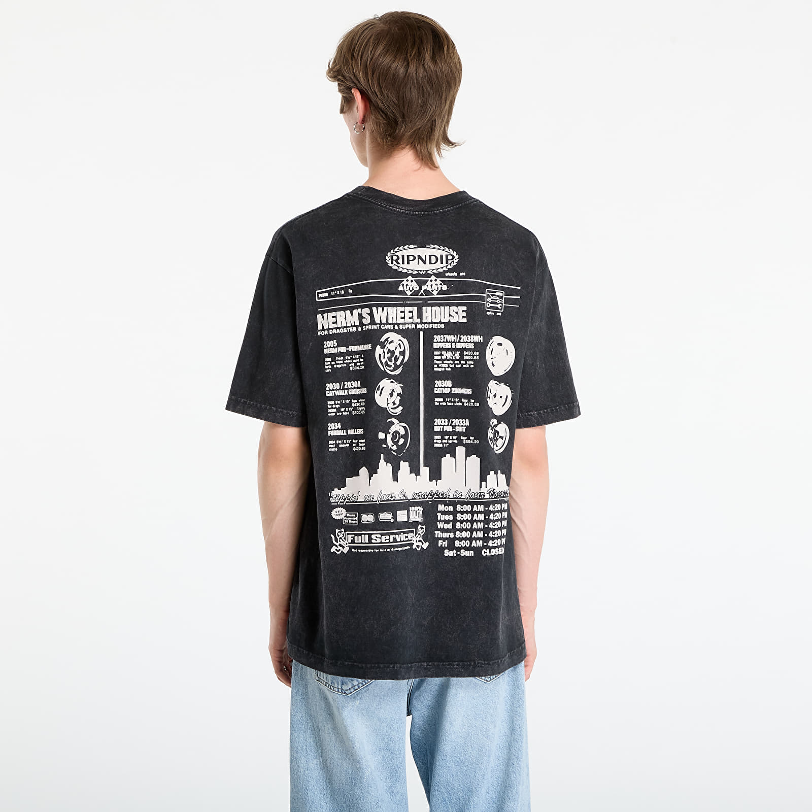 Pólók RIPNDIP Nerm Wheels Tee Black Vintage Wash