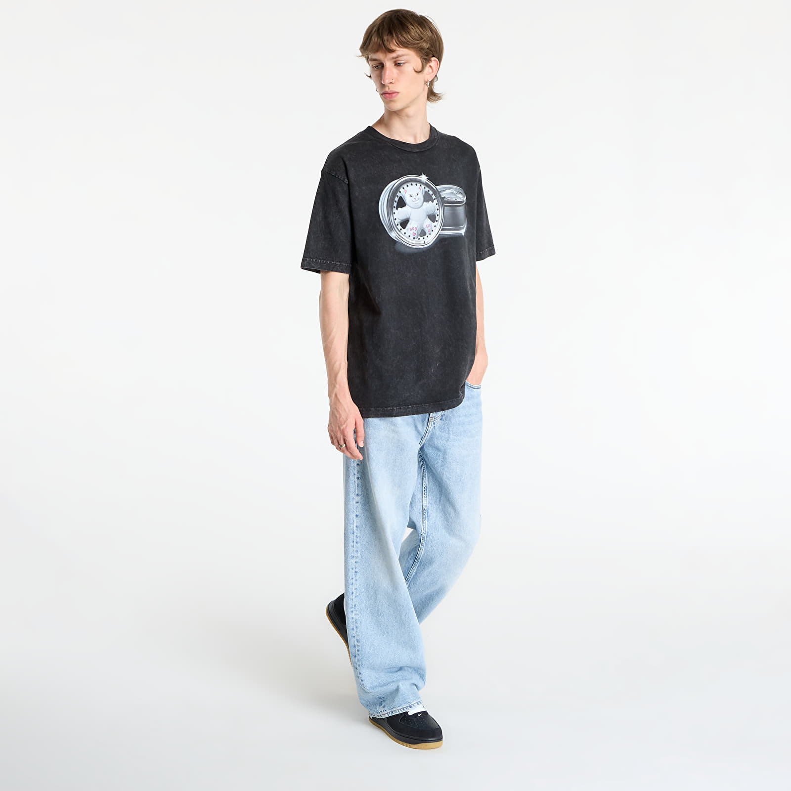 Pólók RIPNDIP Nerm Wheels Tee Black Vintage Wash