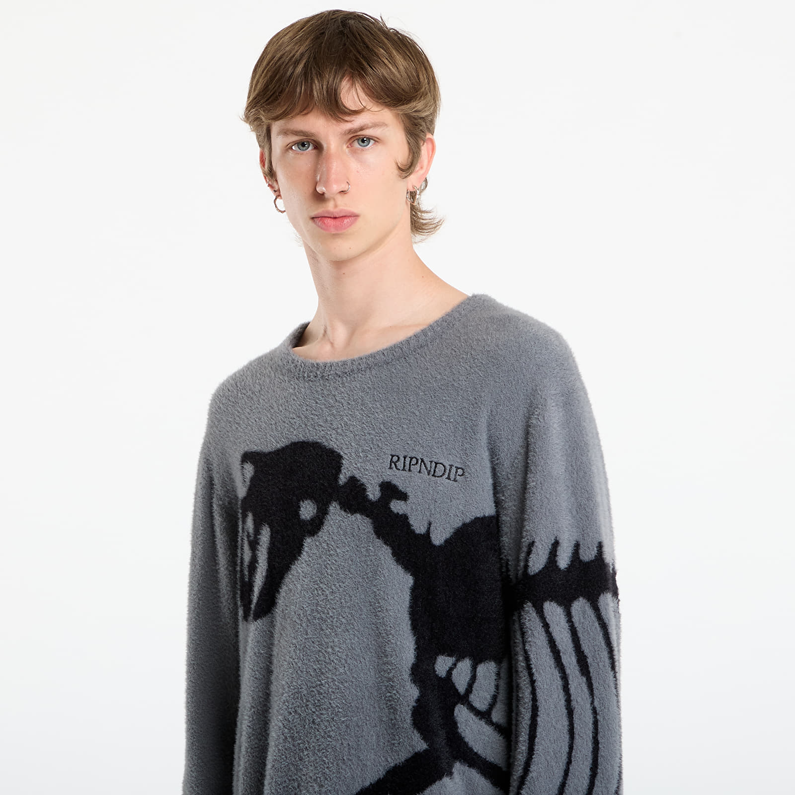 Pulóverek RIPNDIP Fossil Mohair Knit Sweater Charcoal