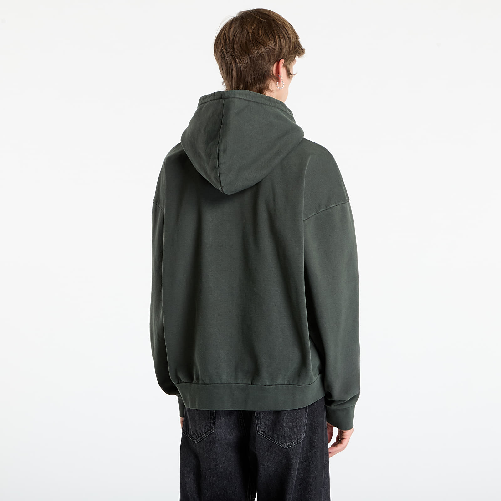 Kapucnis pulóverek és pulcsik OBEY Lowercase Pigment Zip Hood Pigment Pirate Black