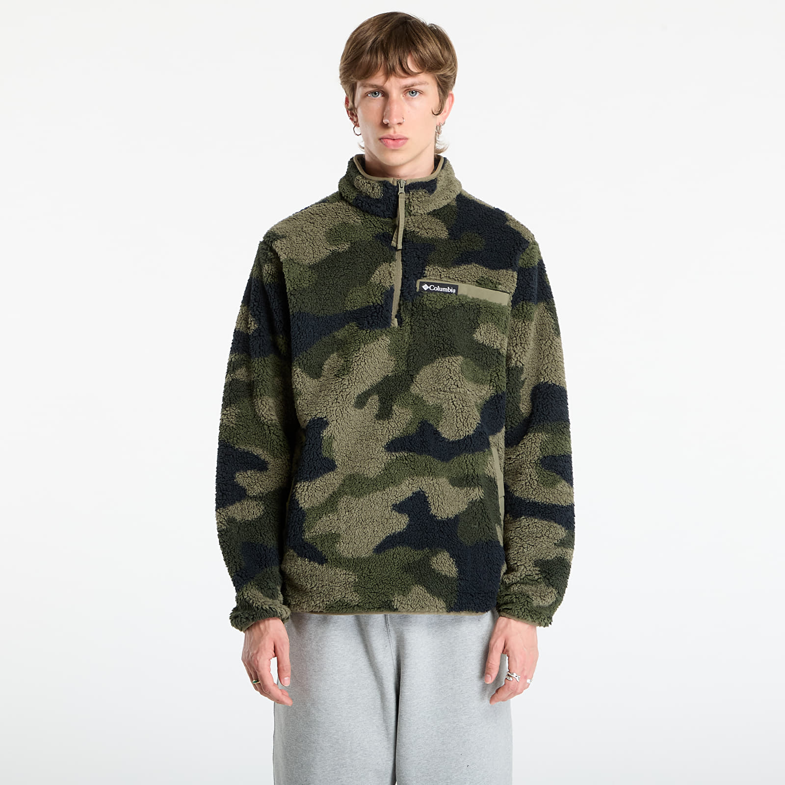 Kapucnis pulóverek és pulcsik Columbia Rugged Ridge™ High Pile Half Zip Stone Green Mod Camo