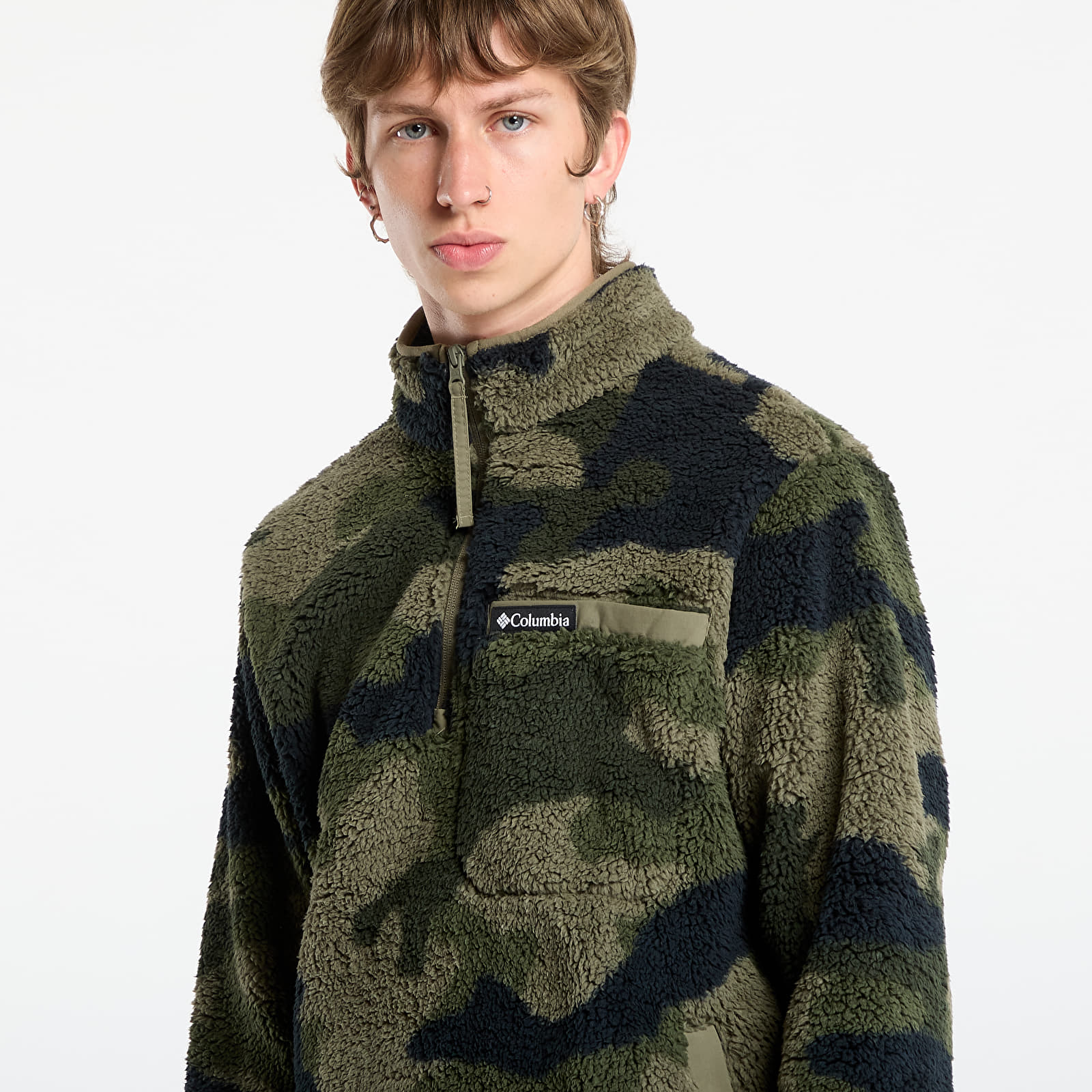Kapucnis pulóverek és pulcsik Columbia Rugged Ridge™ High Pile Half Zip Stone Green Mod Camo