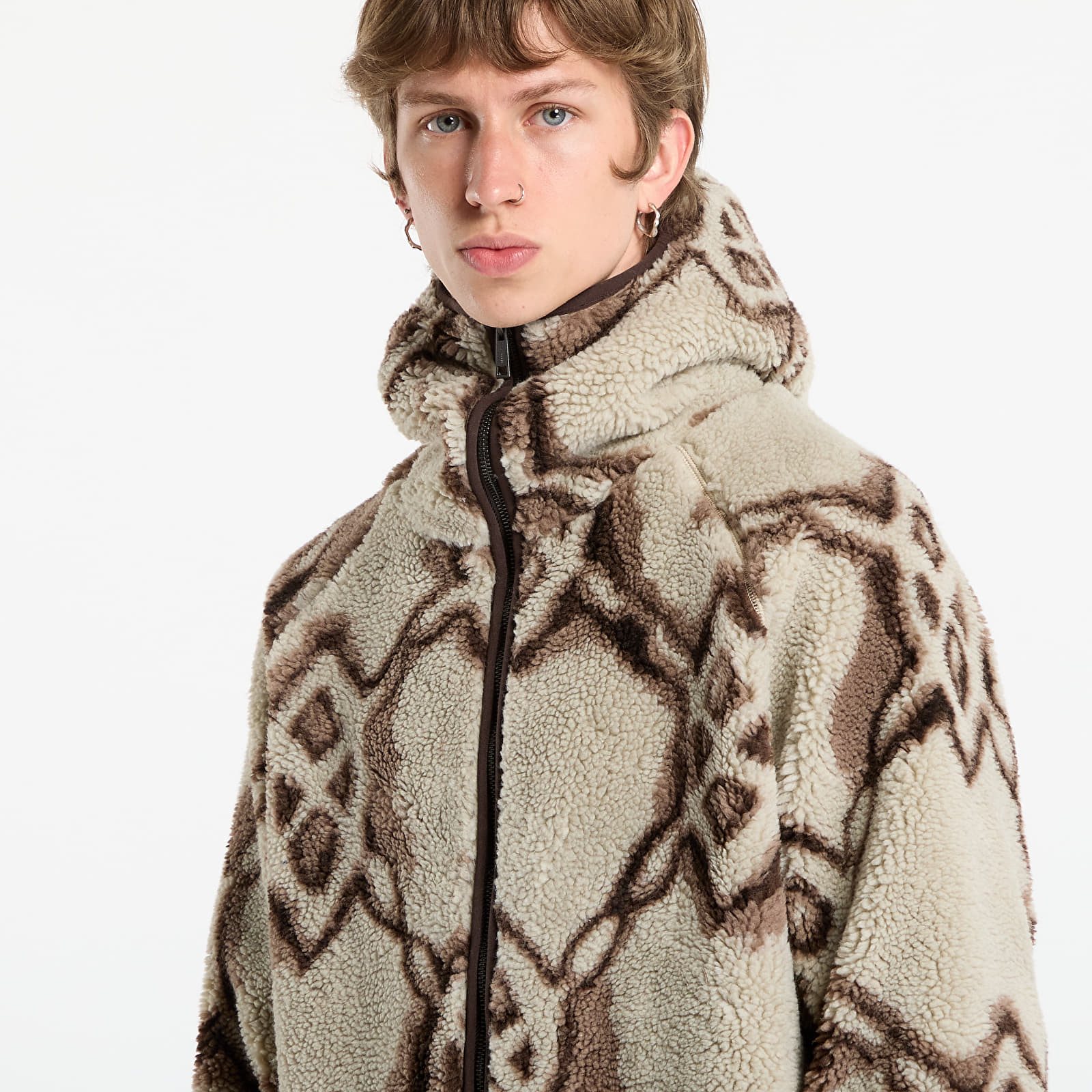 Kapucnis pulóverek és pulcsik Daily Paper Burned Shield Sherpa Hoodie Off White