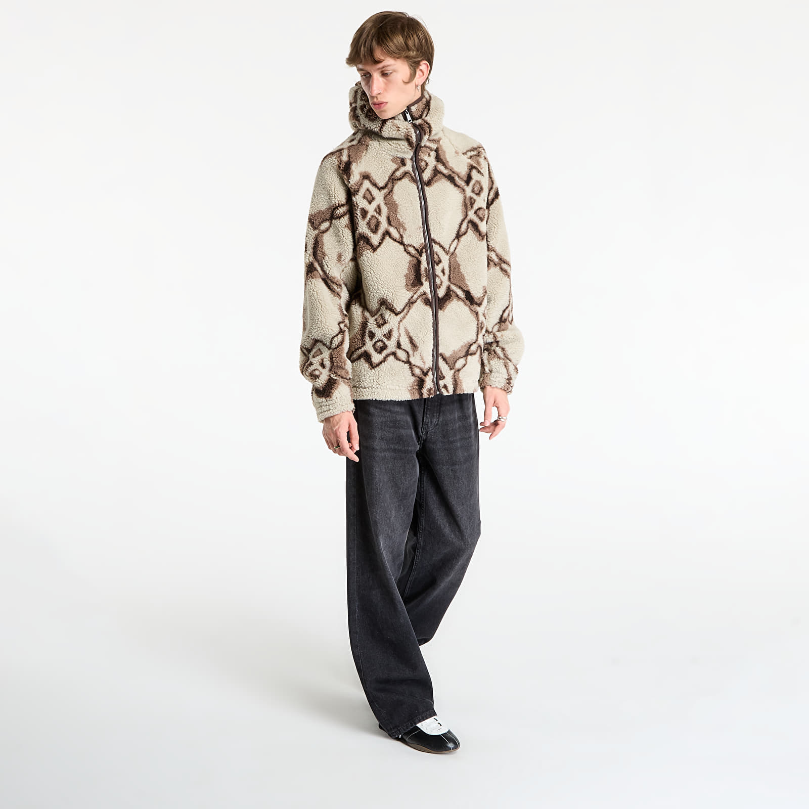 Kapucnis pulóverek és pulcsik Daily Paper Burned Shield Sherpa Hoodie Off White