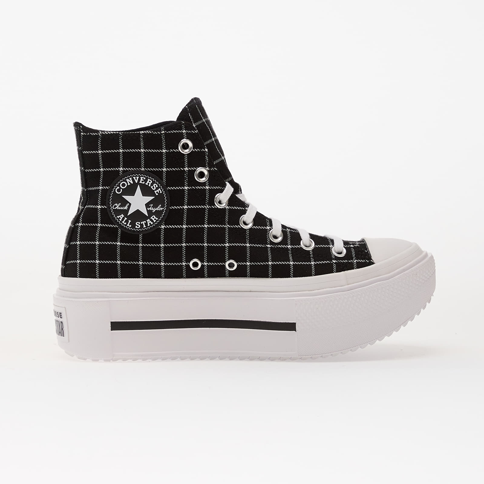 Férfi cipők Converse Chuck Taylor All Star Lift Double Stack Platform Plaid Hi Black/ White/ Black