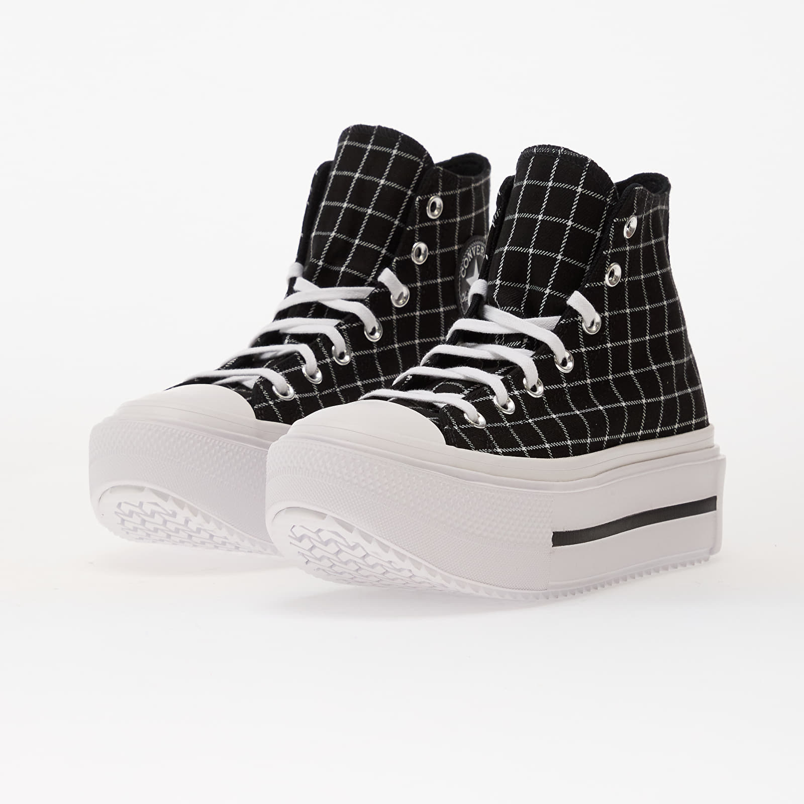 Férfi cipők Converse Chuck Taylor All Star Lift Double Stack Platform Plaid Hi Black/ White/ Black