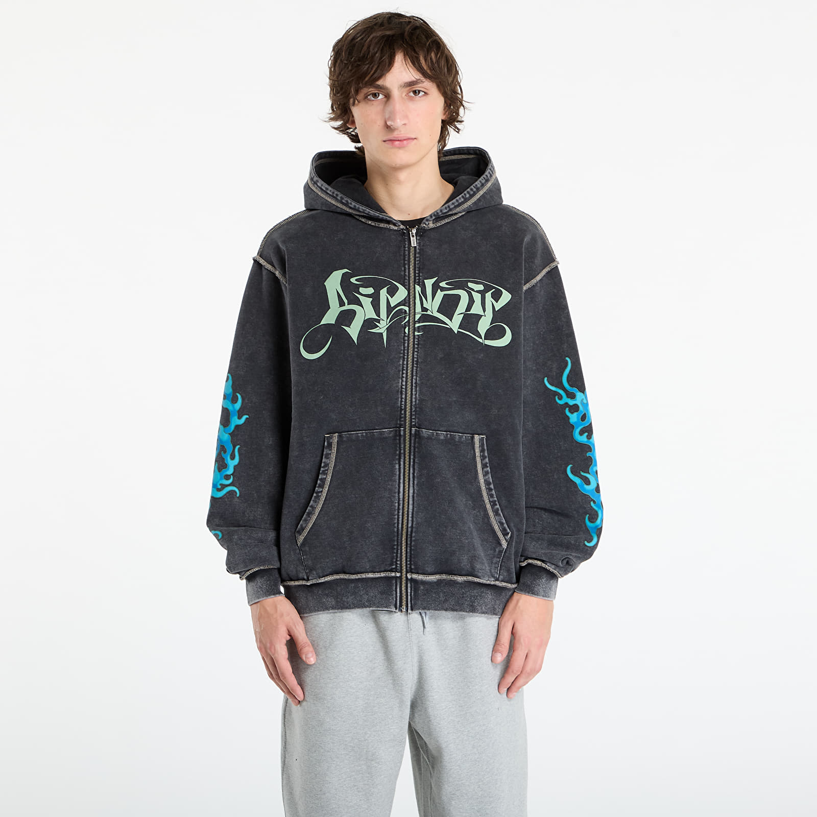 Mikinas ar kapuci un sporta krekli RIPNDIP Squabble Up Hoodie Black Vintage Wash