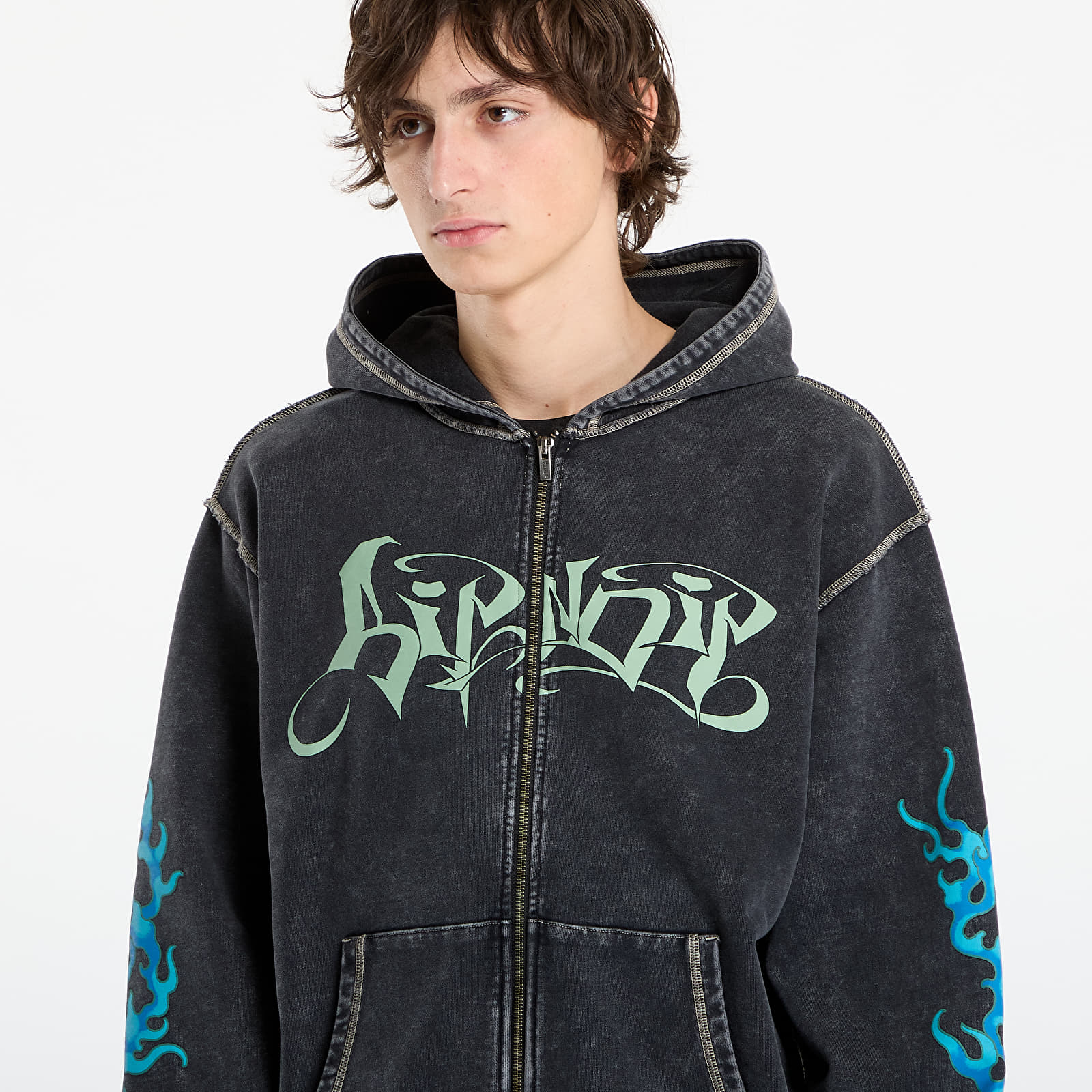 Mikinas ar kapuci un sporta krekli RIPNDIP Squabble Up Hoodie Black Vintage Wash