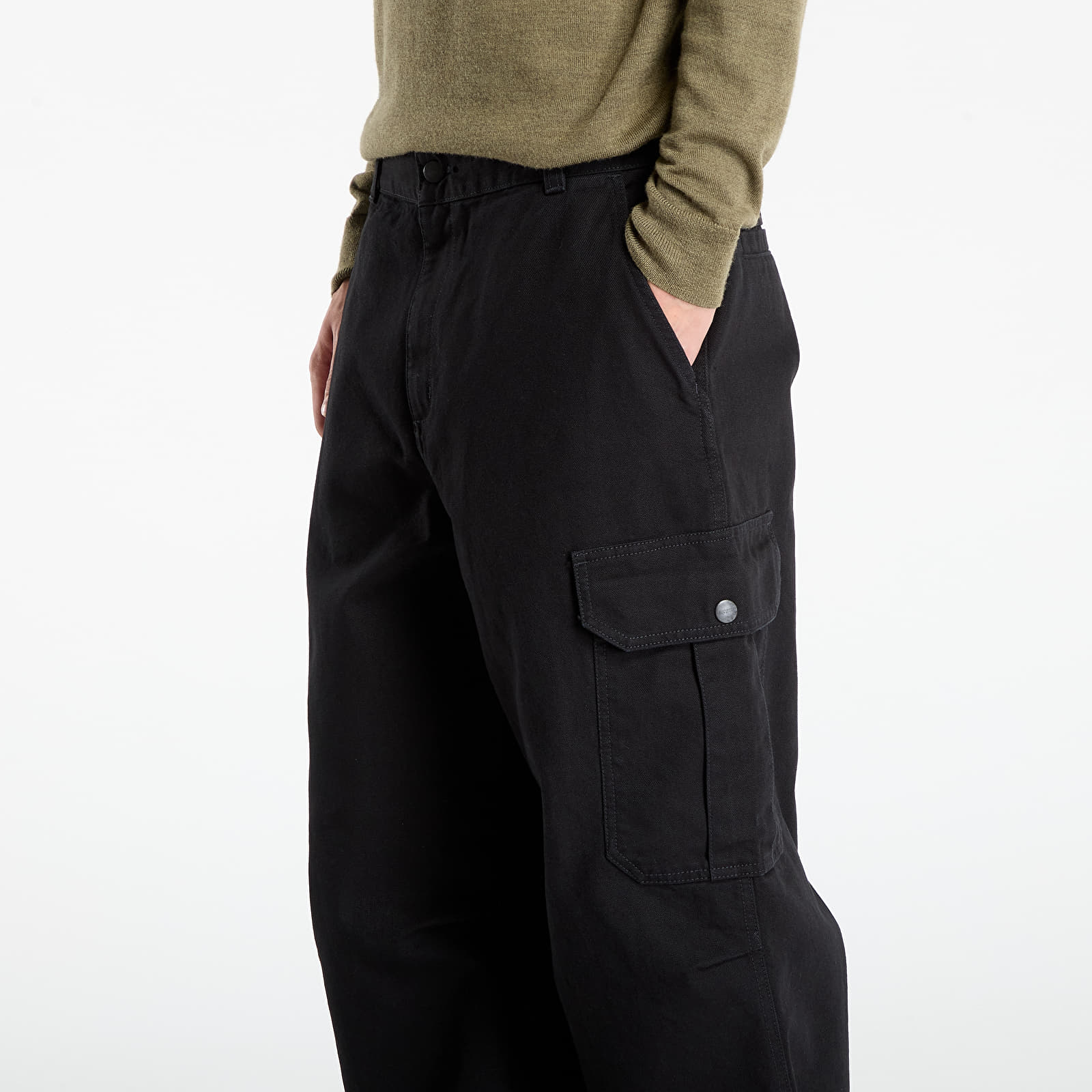 Jeans Carhartt WIP Stanton Cargo Pant Black Stone Washed
