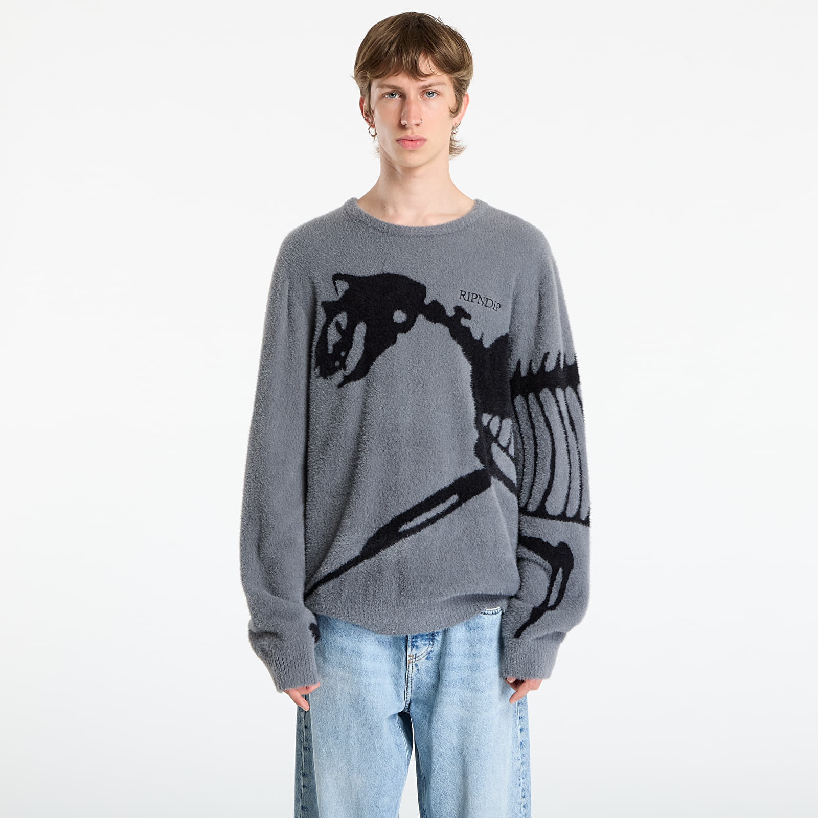 Pulover RIPNDIP Fossil Mohair Knit Sweater Charcoal S
