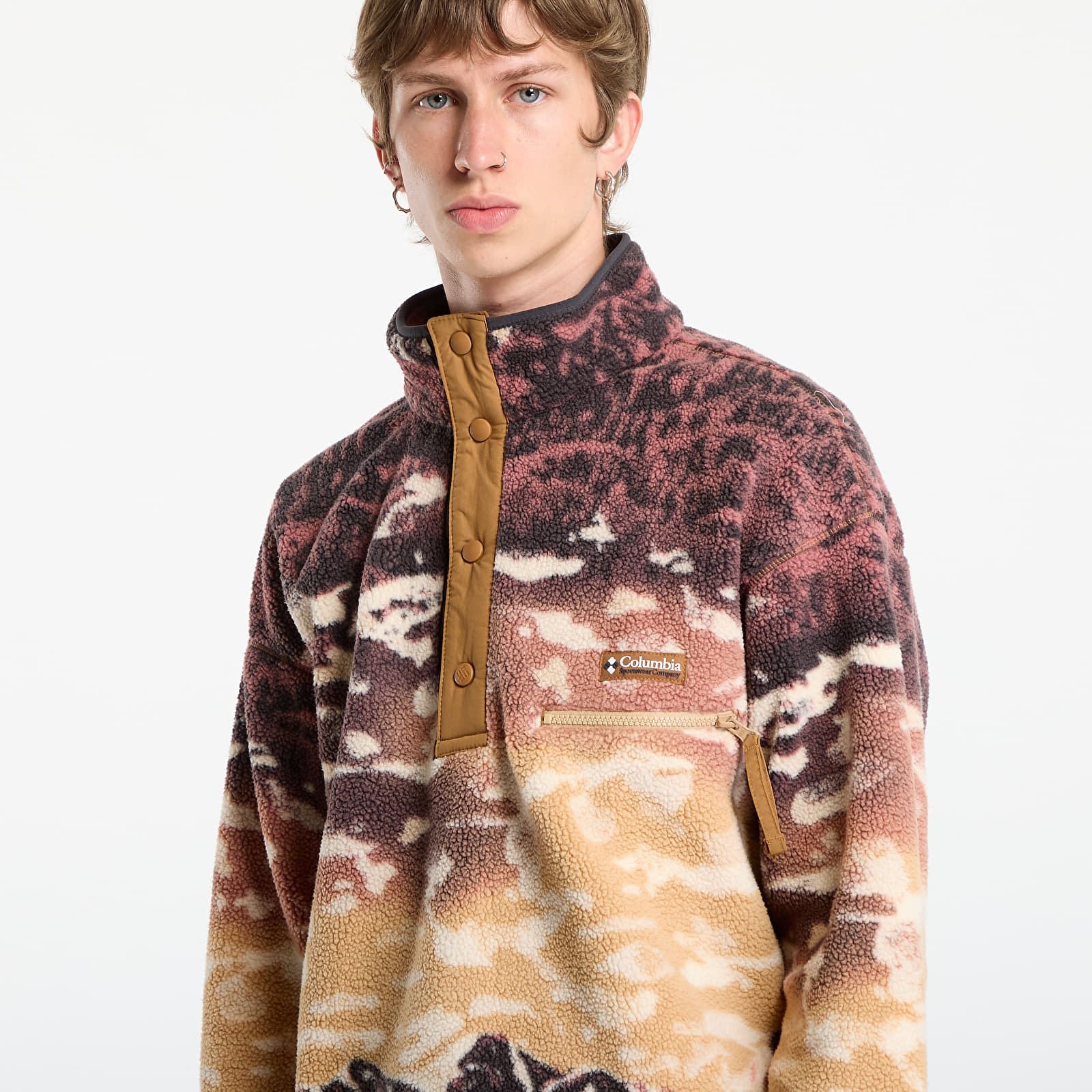 Hoodies and sweatshirts  Columbia Helvetia™ II Printed Half Snap Fleece Camel Brown Sisters