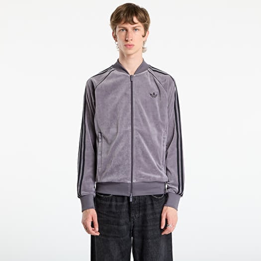 adidas SST Adicolor Velour Track Top Grey Strata/ Willow Grey/ Light Rosewood