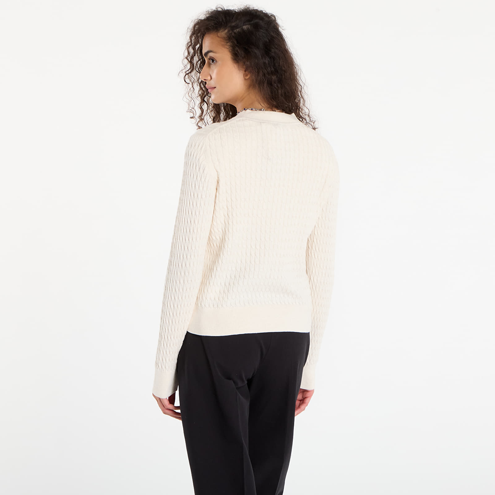 Naiste kampsunid Tommy Hilfiger Co Cable Fine Gg C-Nk Ls Sweater Heather Ivory Petal