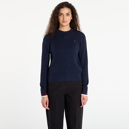 Tommy Hilfiger Co Cable Fine Gg C-Nk Ls Sweater Dark Night Navy