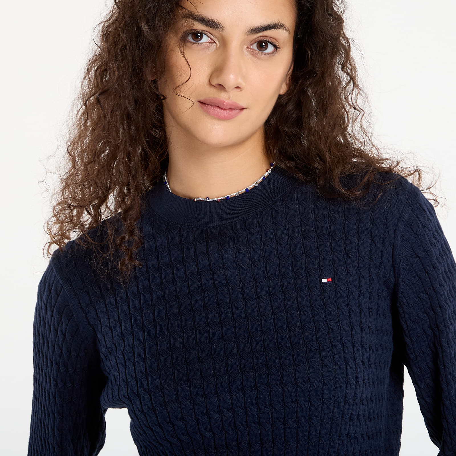 Naiste kampsunid Tommy Hilfiger Co Cable Fine Gg C-Nk Ls Sweater Dark Night Navy