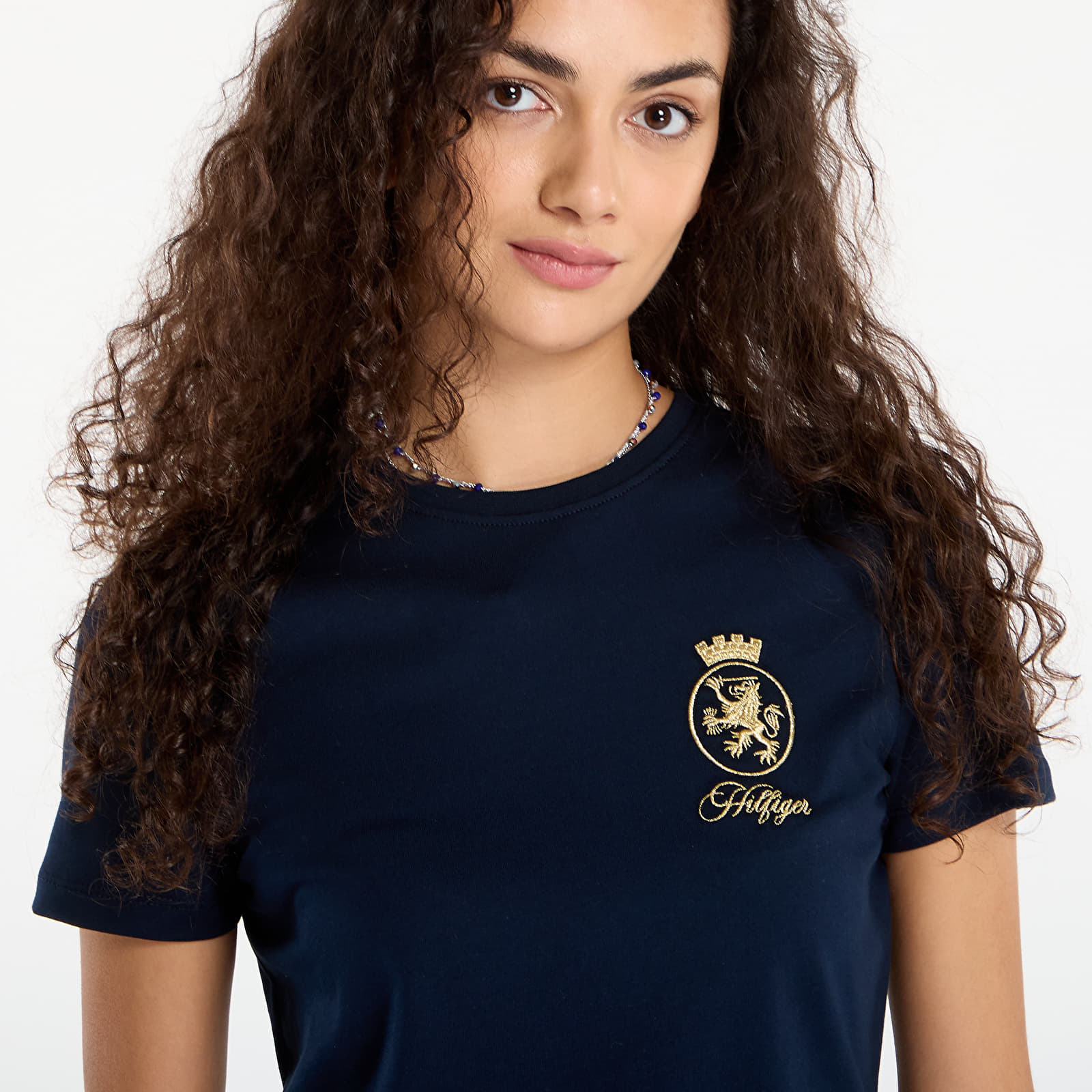 T-shirts de senhora Tommy Hilfiger TH Crest Embroidery Crew Neck T-Shirt Blue