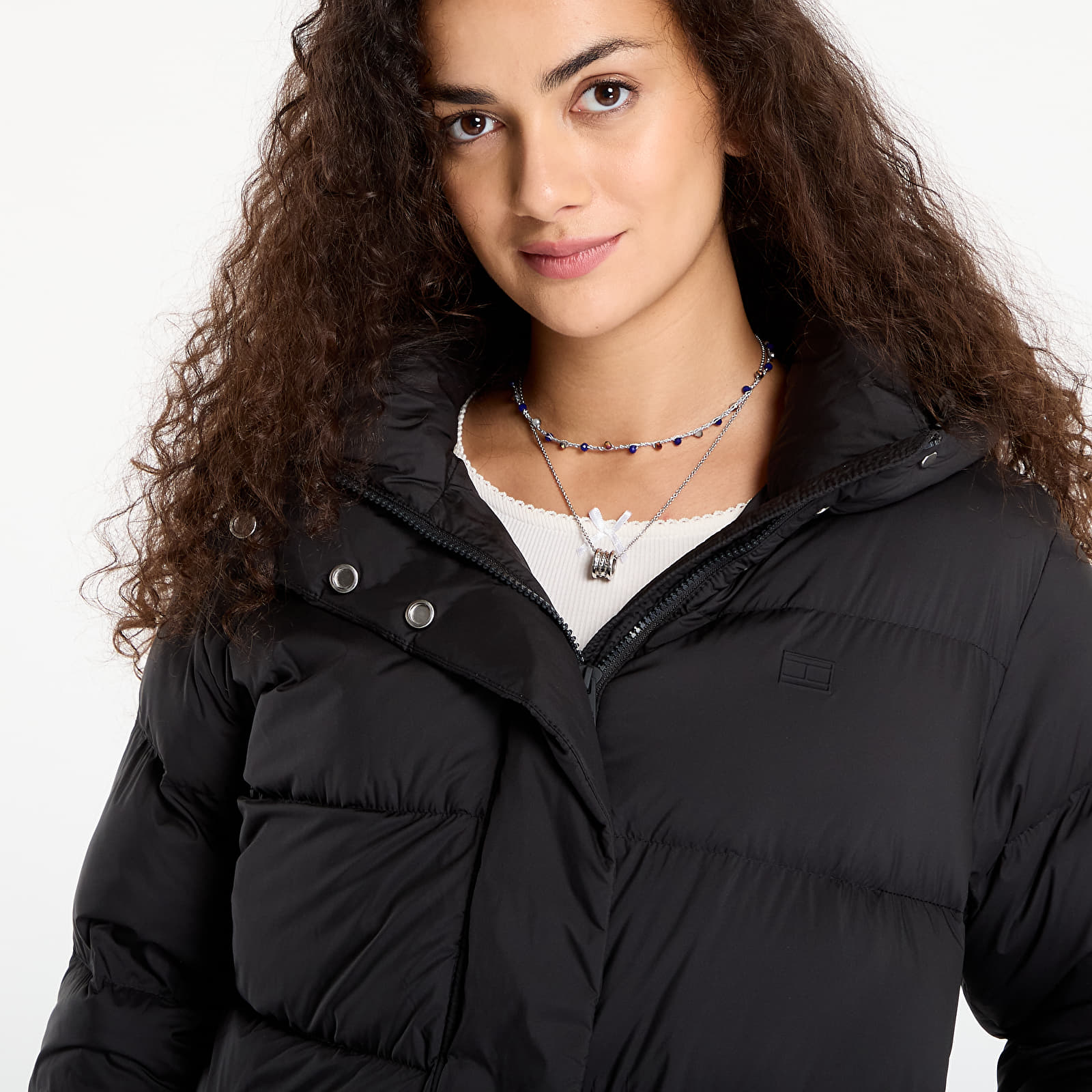 Jakker til kvinder Tommy Hilfiger Down Hooded Puffer Jacket Black