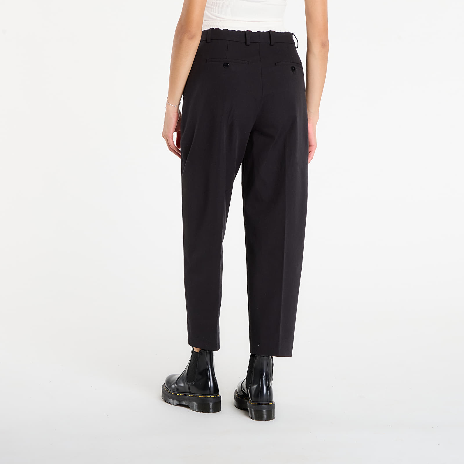 Calças de senhora Tommy Hilfiger Barrel Leg Gabardine Trousers Black