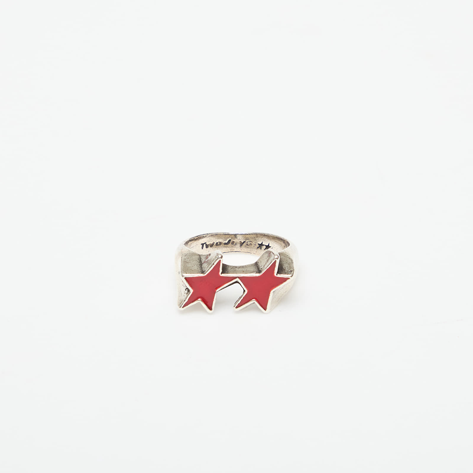 Twojeys Icon Red Enameled Single Ring Silver 16