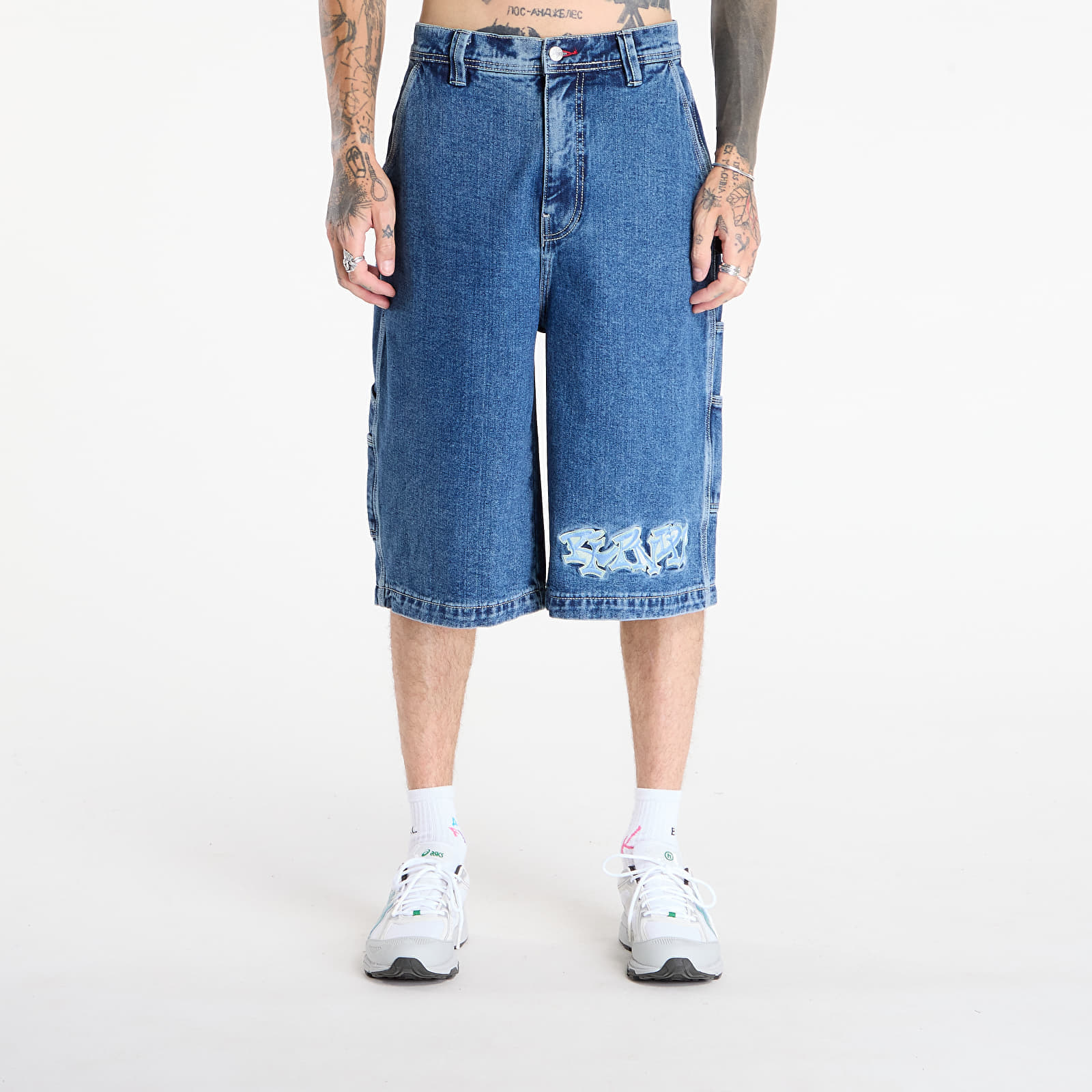 Pantaloni scurți RIPNDIP Ace Ultra Wide Leg Shorts Medium Wash M