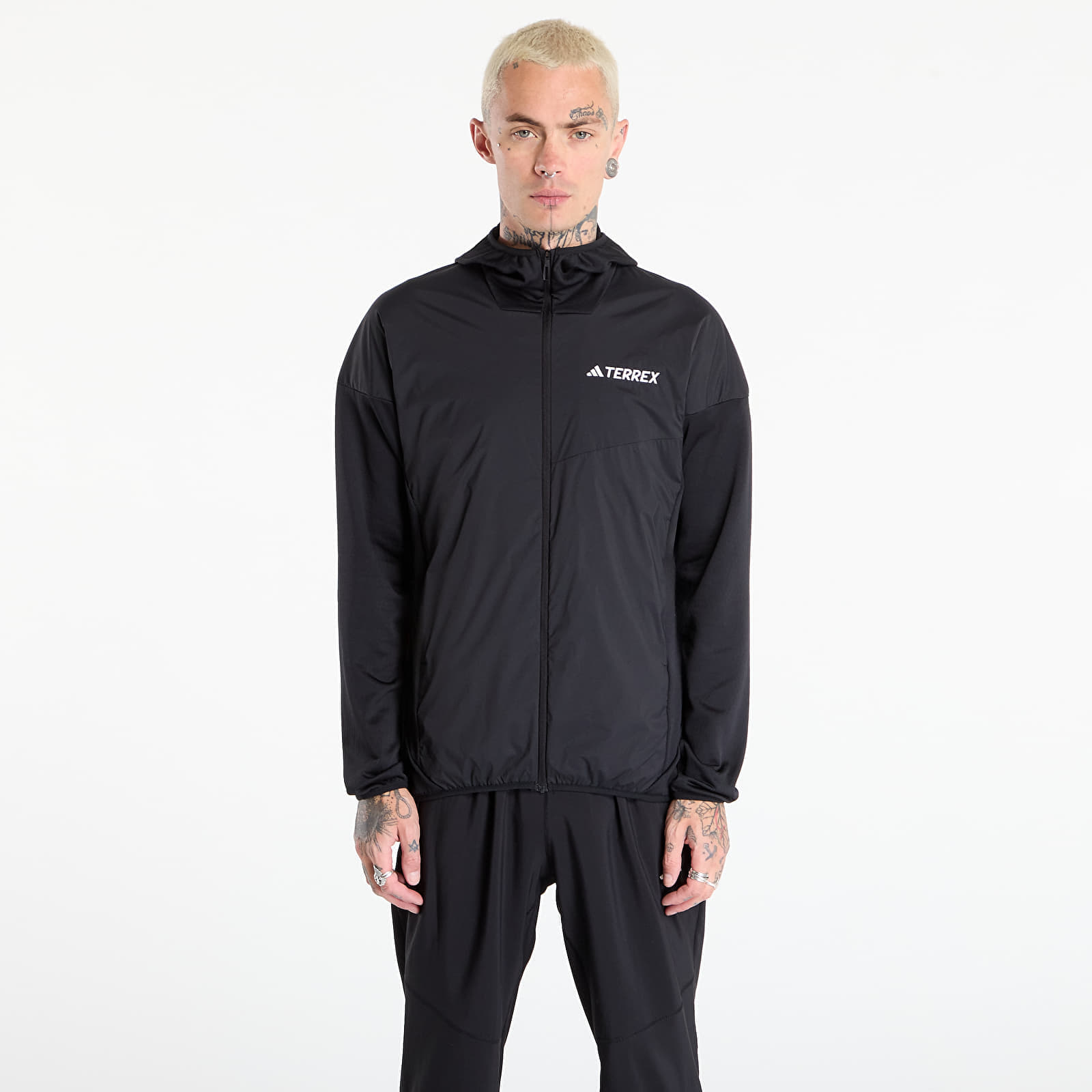 Hanorac adidas Terrex Xperior Climawarm+ Wind Light Fleece Hooded Jacket Black/ Willow Grey/ Light Rosewood L