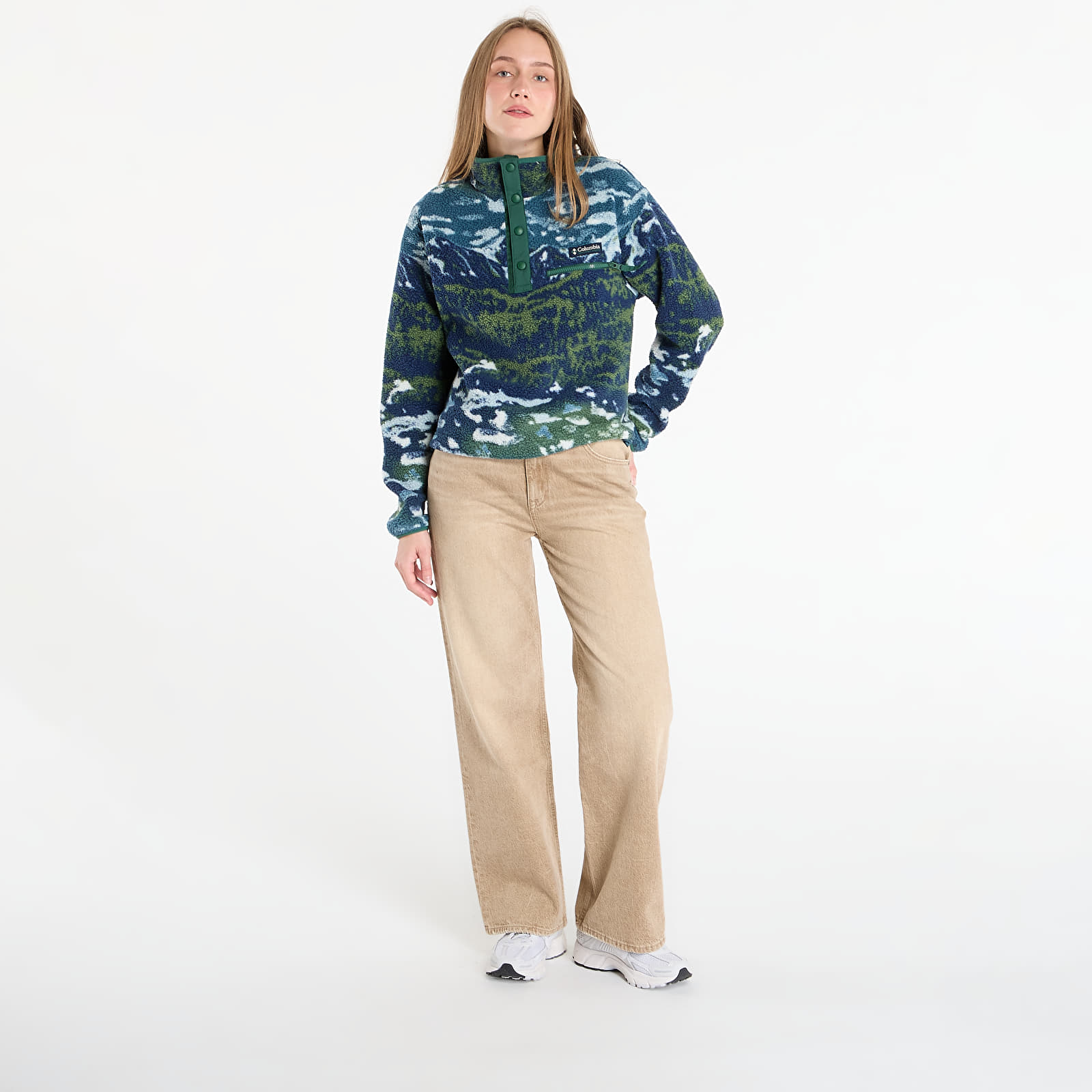 Mikinas ar kapuci un sporta krekli Columbia Helvetia™ II Printed Cropped Half Snap Everblue Sisters/ Rain Forest
