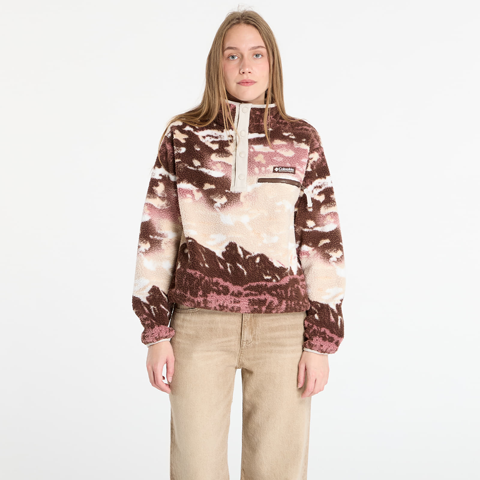 Sweatjacken und Sweatshirts Columbia Helvetia™ II Printed Cropped Half Snap Tobacco Sisters/ Dark Stone