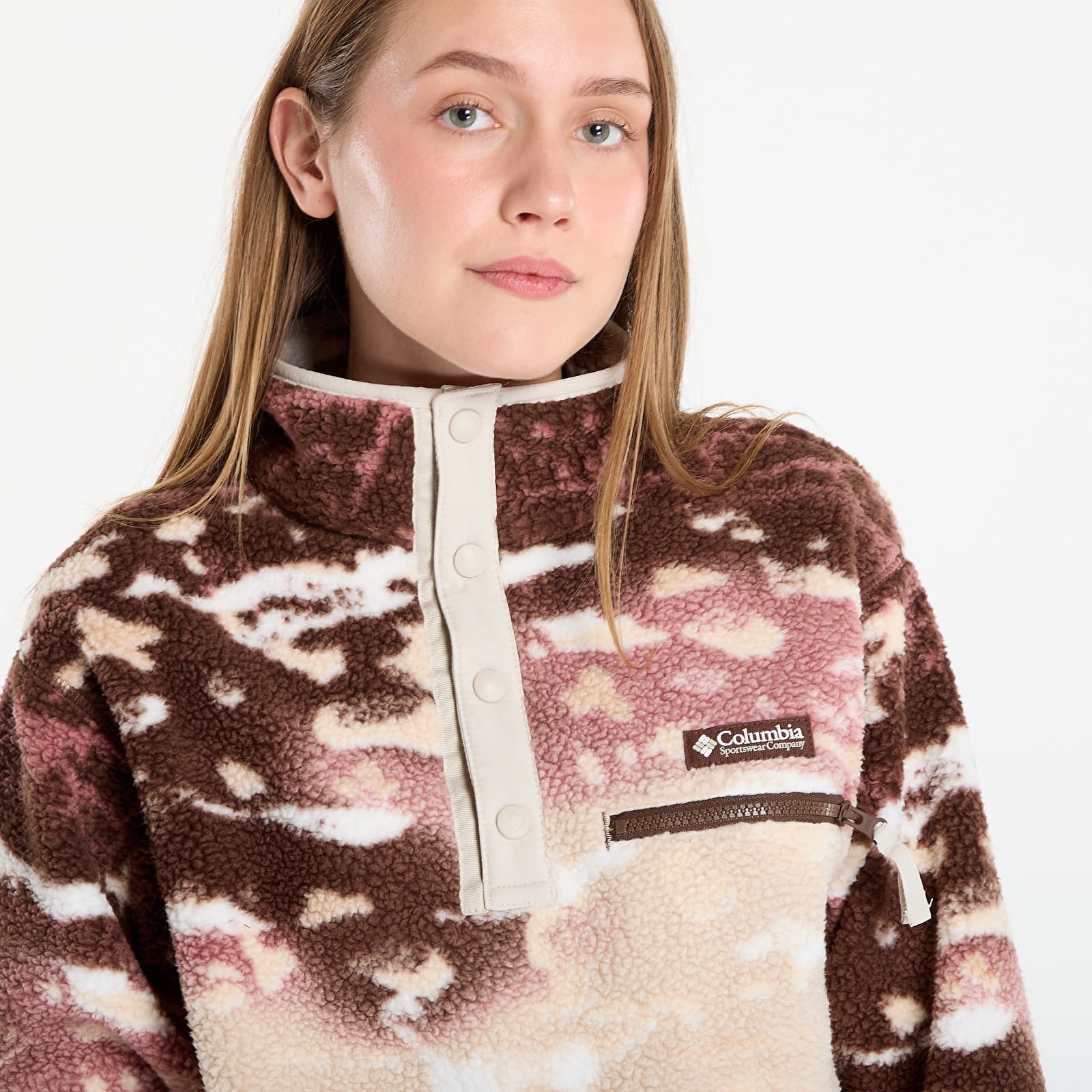 Sweatjacken und Sweatshirts Columbia Helvetia™ II Printed Cropped Half Snap Tobacco Sisters/ Dark Stone