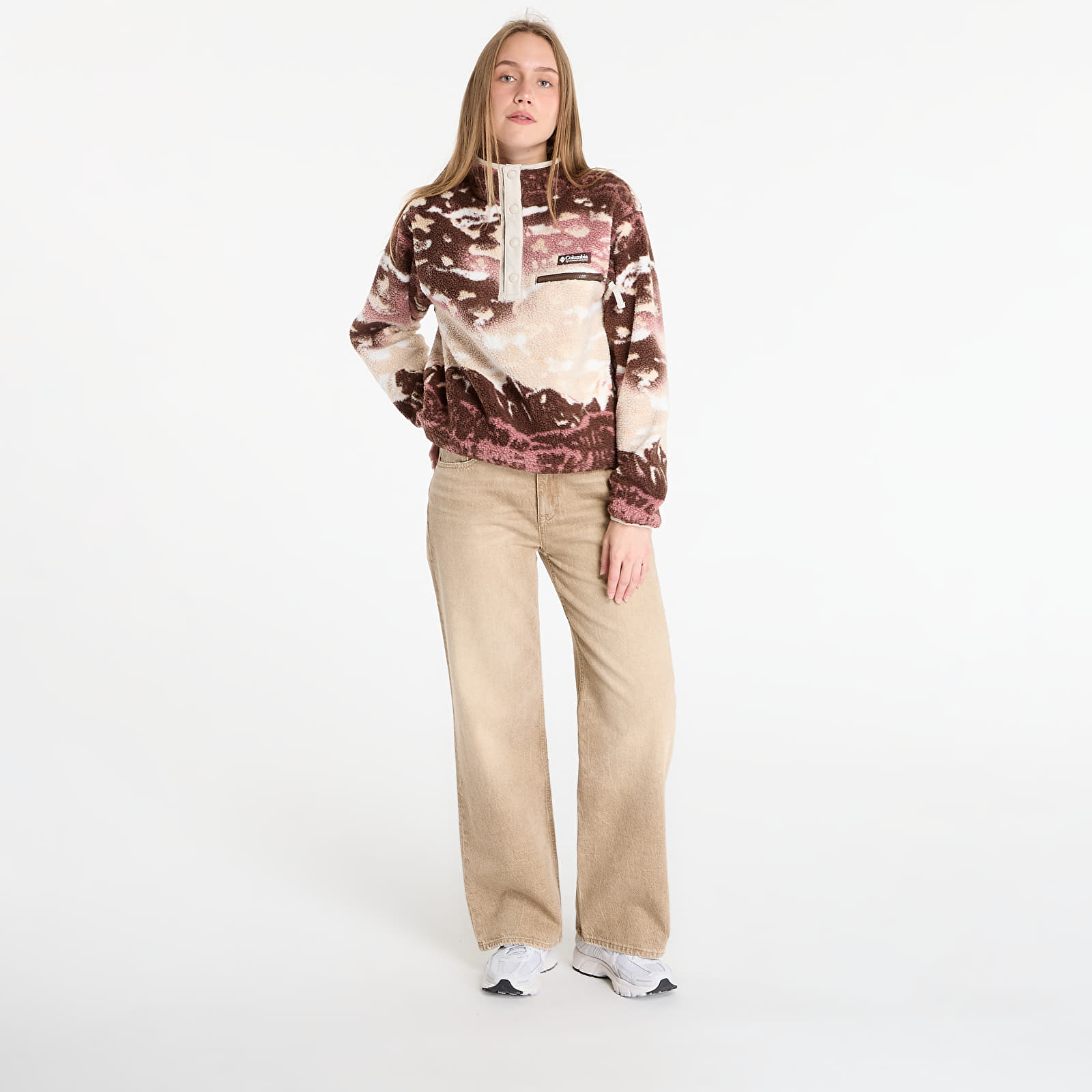 Sweatjacken und Sweatshirts Columbia Helvetia™ II Printed Cropped Half Snap Tobacco Sisters/ Dark Stone