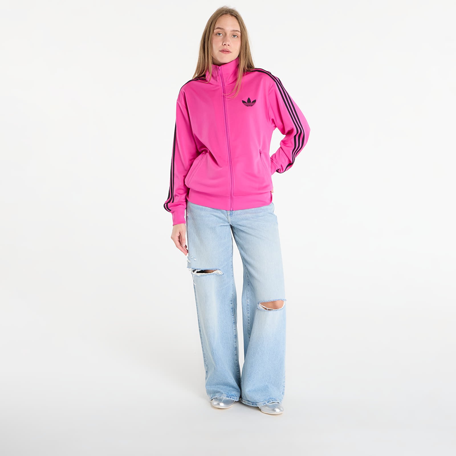 Chaquetas de mujer adidas Adicolor Classic Firebird Loose Track Top Semi Lucid Fuchsia/ Black