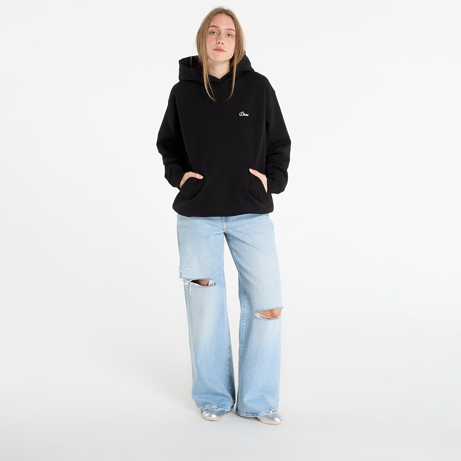 Mikinas ar kapuci un sporta krekli Dime Cursive Small Logo Hoodie UNISEX Black