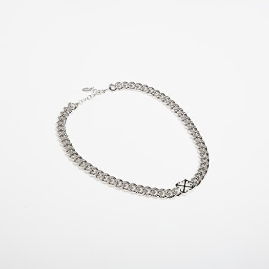 Off-White Enamel Arrow Necklace Silver/ Black