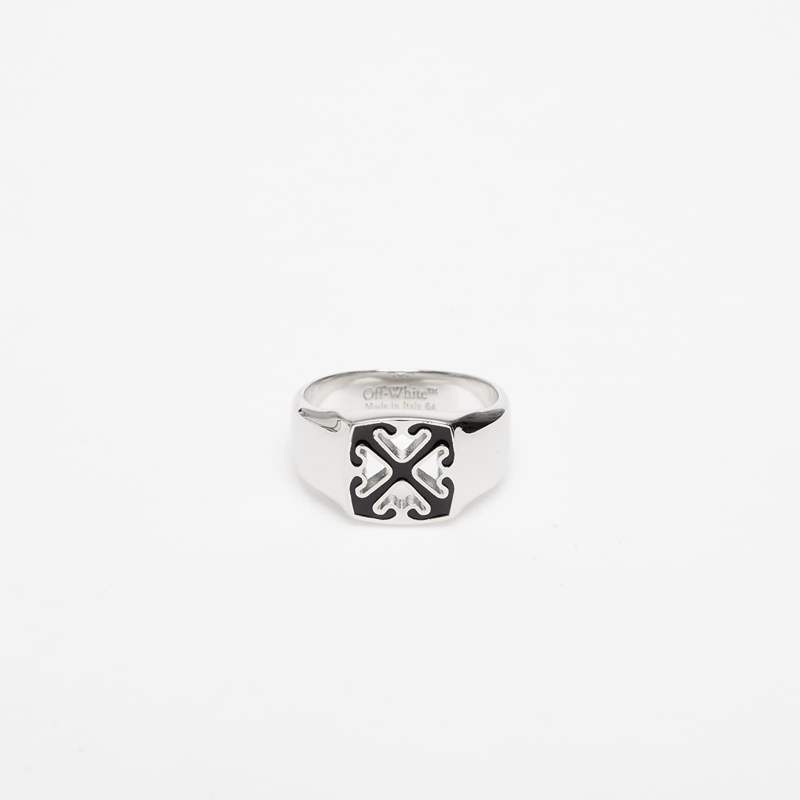 Off-White Enamel Arrow Ring Silver/ Black 62