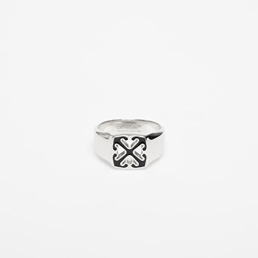 Off-White Enamel Arrow Ring Silver/ Black