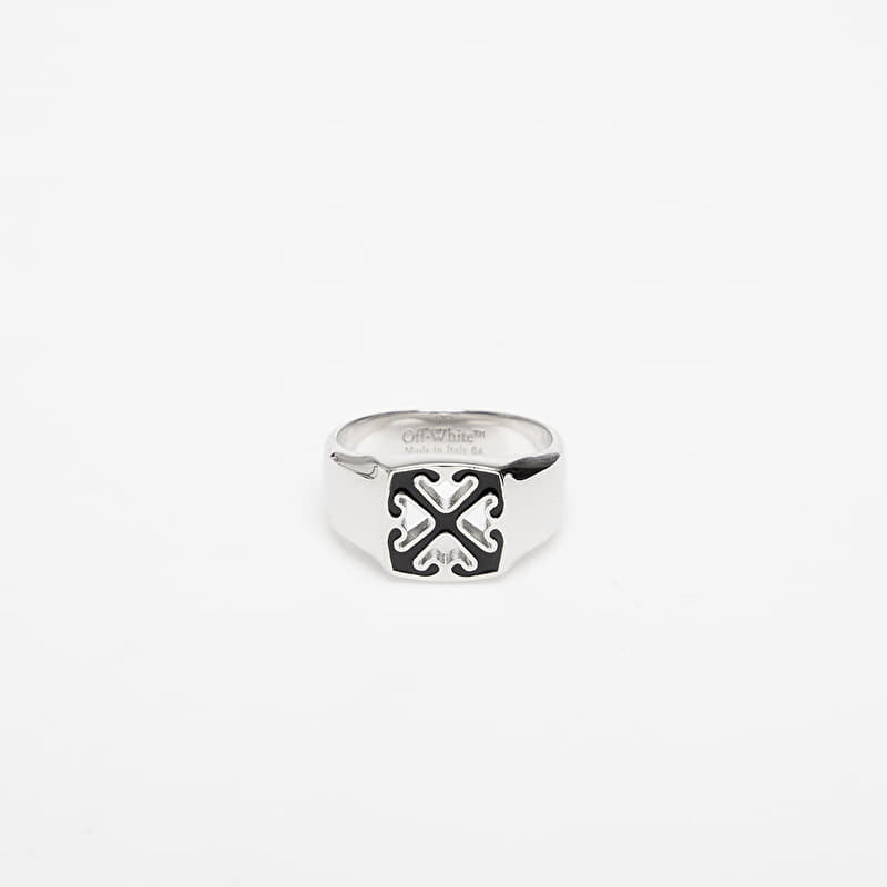 Off-White Enamel Arrow Ring Silver/ Black