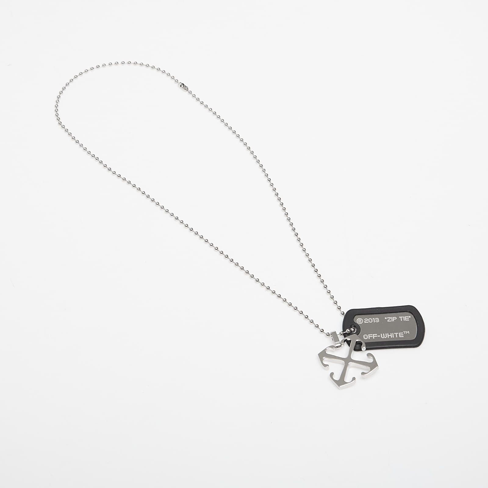 Rotaslietas Off-White Zip Tie+Arrow Necklace Silver/ Black