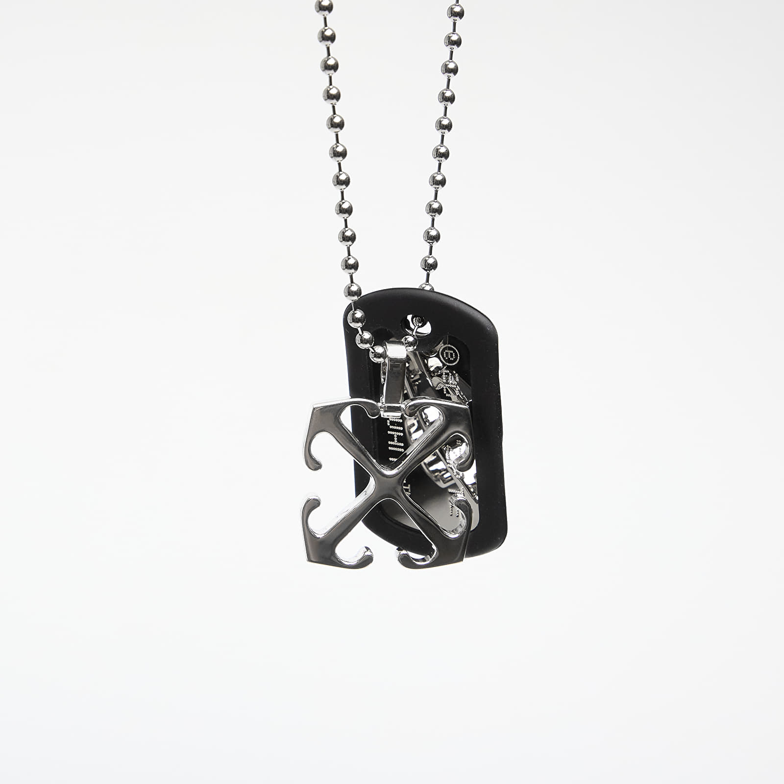Rotaslietas Off-White Zip Tie+Arrow Necklace Silver/ Black
