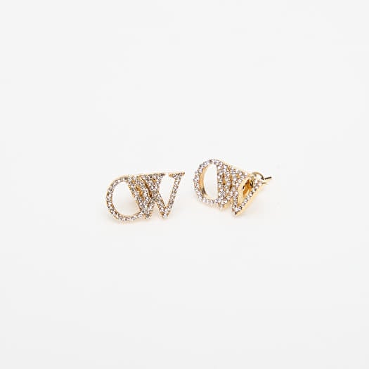 Off-White Ow Earrings W/ Strass Gold/ Silver