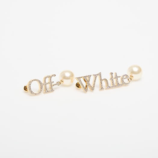 Off-White Logo Earrings W/Strass&Pearl Gold/ White