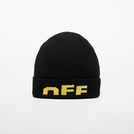 OFF-WHITE KIDS Type Logo Beanie Black/ Yellow