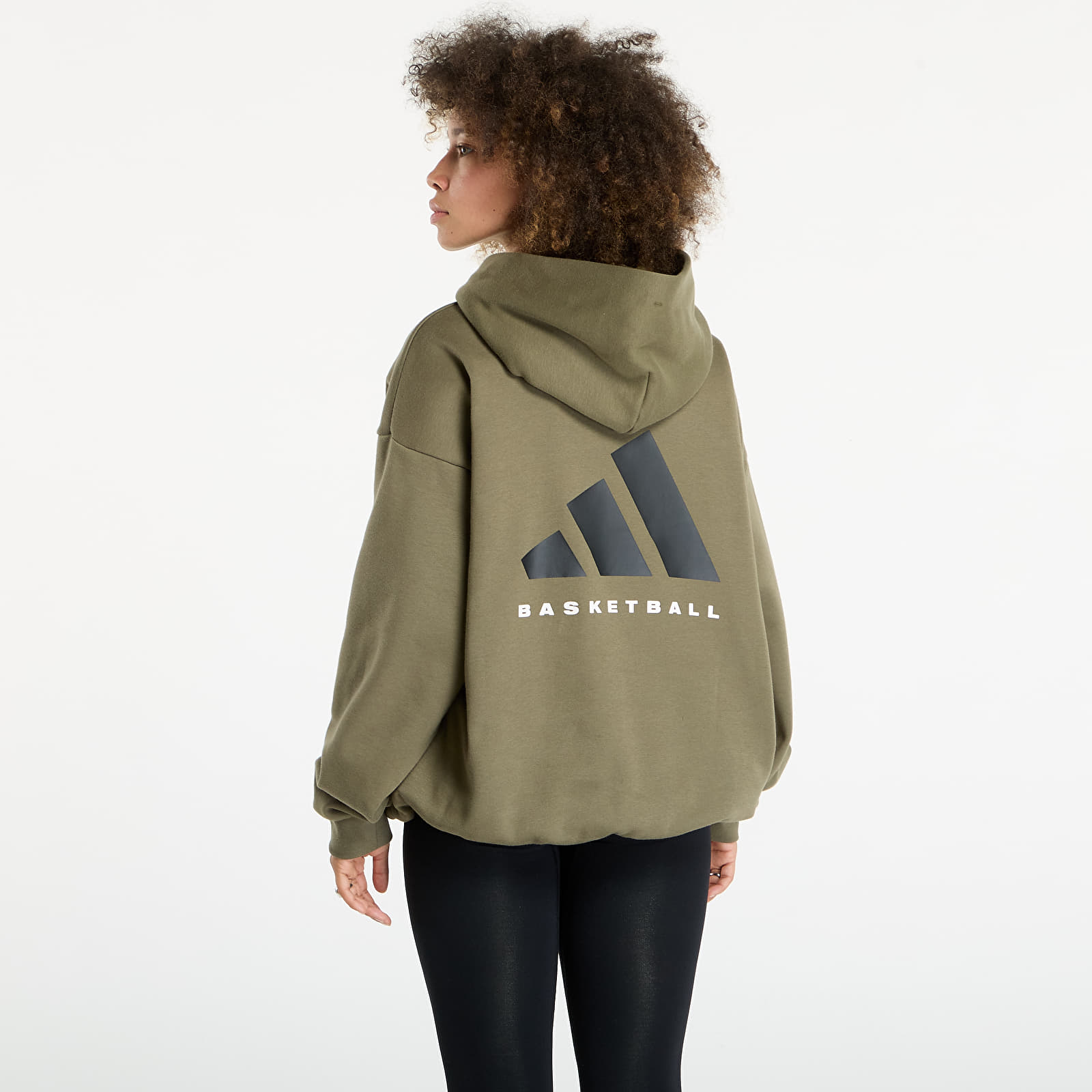Mikiny adidas Basketball Fleece Hoodie UNISEX Olive Strata