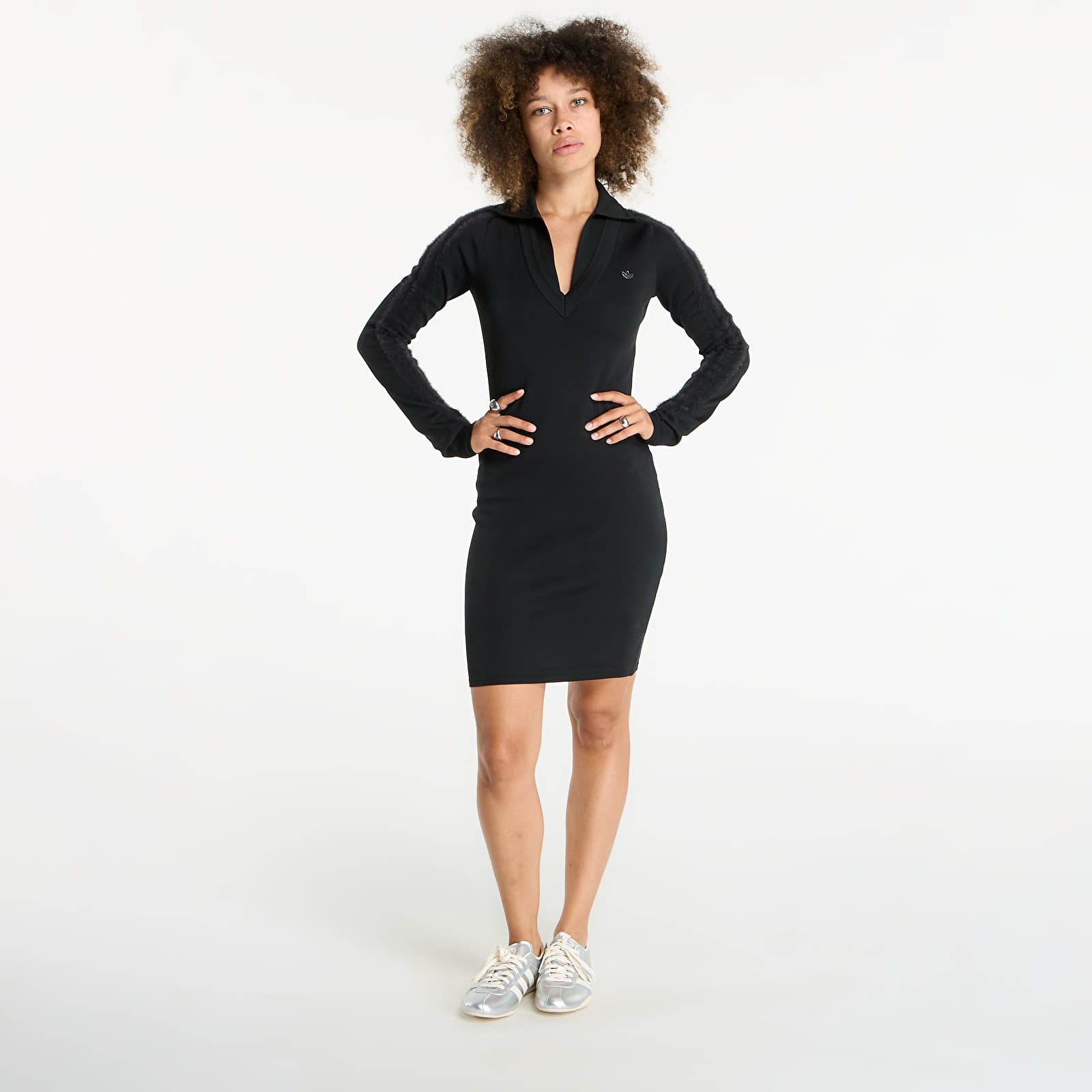 Mekko adidas Long Sleeve Collared Dress Black